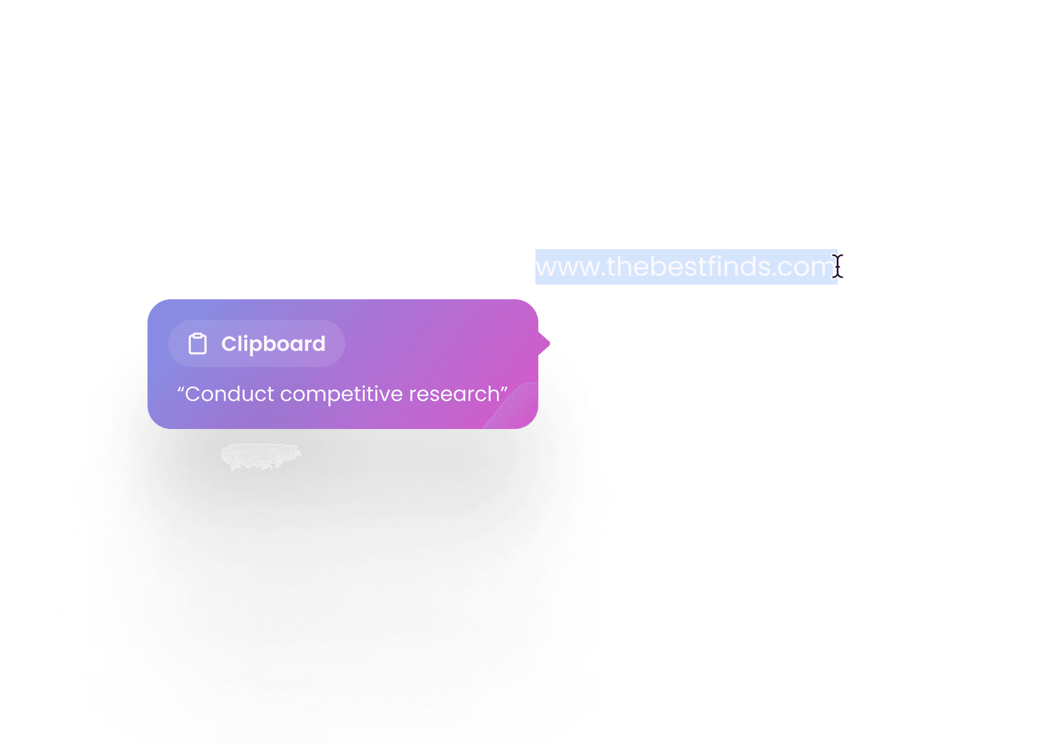 Commands interface showing clipboard functionality